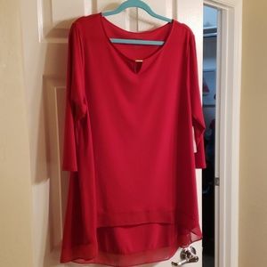 Chico's Long Sleeve Red Blouse